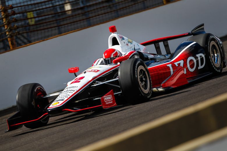 AJ Allmendinger drives his IndyCar at Indy.