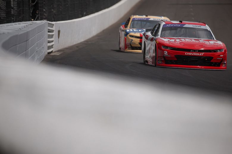 Jesse Love drives at Indianapolis.