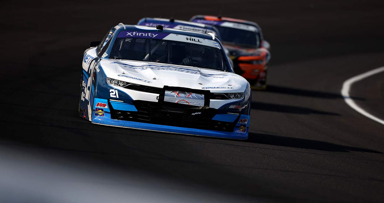 Aric Almirola, Austin Hill collide in controversial Indy wreck during Xfinity race