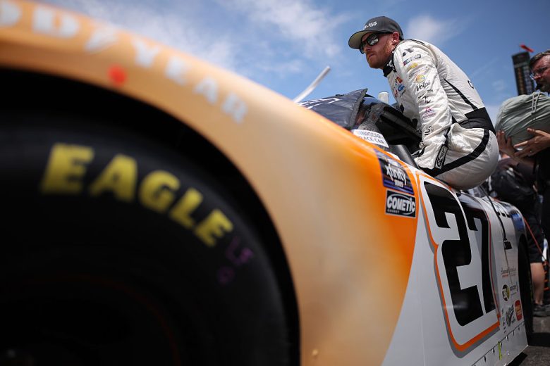 Jeb Burton enters his car at Indianapolis.