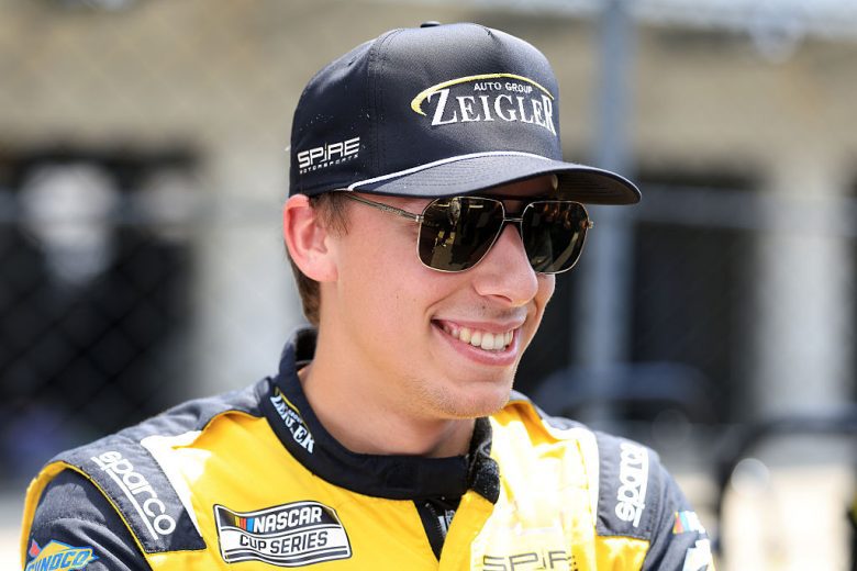Carson Hocevar looks on at Indianapolis.