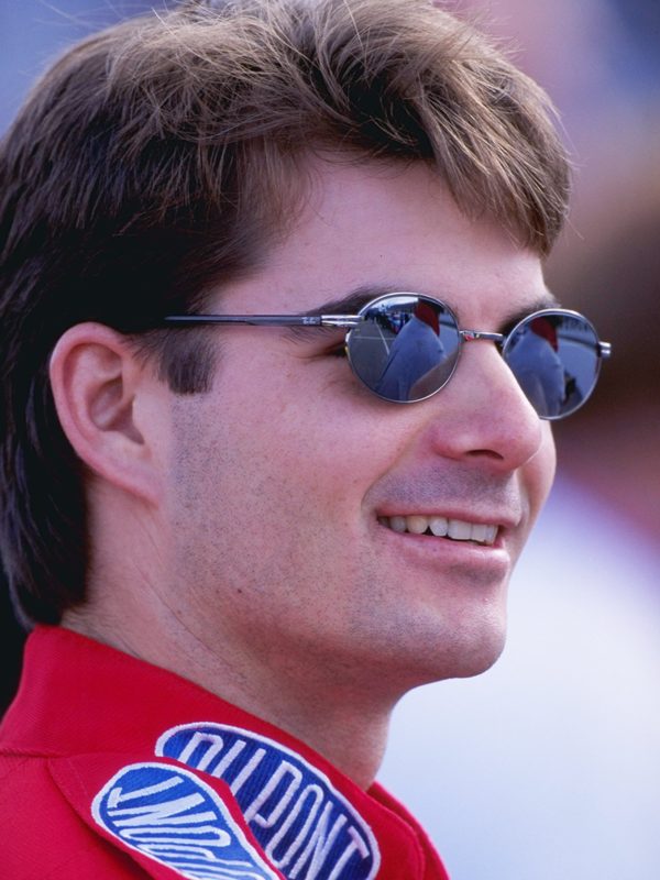 Jeff Gordon watches the action in November of 1995 at Atlanta Motor Speedway.