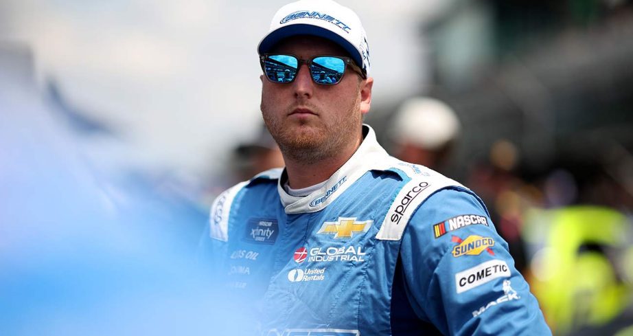 Austin Hill looks on from the Xfinity Series practice and qualifying grid at Indianapolis Motor Speedway