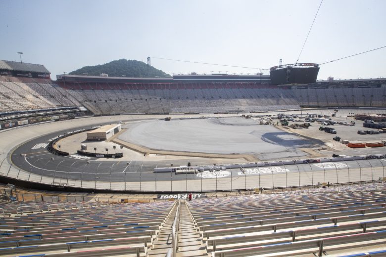 An outline of the Bristol Motor Speedway baseball diamond.