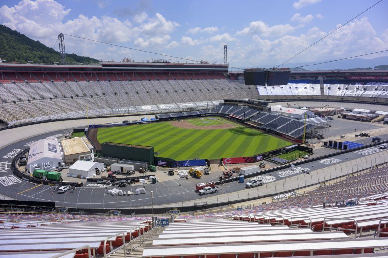 A general view of Bristol Motor Speedway's baseball diamond.