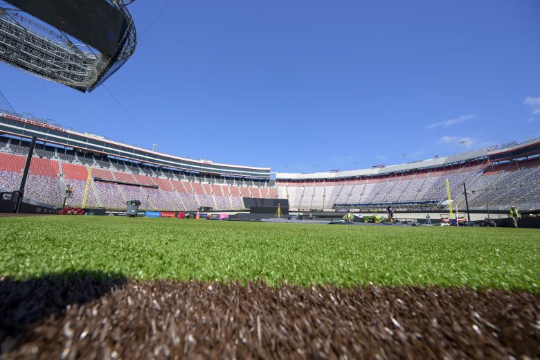A view of Diamond Series AstroTurf installed at Bristol Motor Speedway for the 2025 MLB Speedway Classic presented by BuildSubmarines.com.