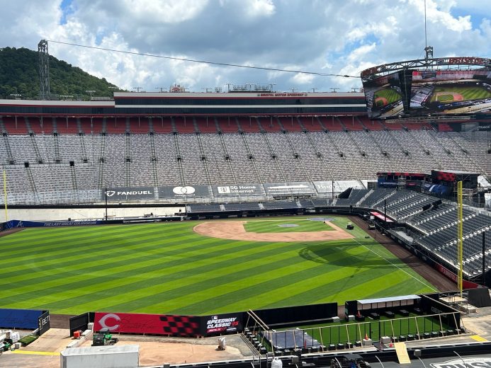 A general view of Bristol Motor Speedway's baseball diamond.