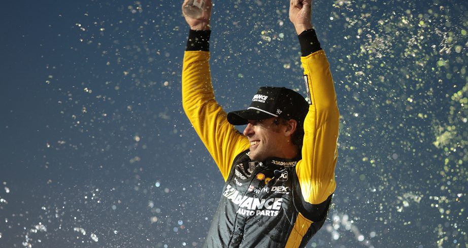 ryan blaney celebrates his nascar cup series win at iowa in 2024