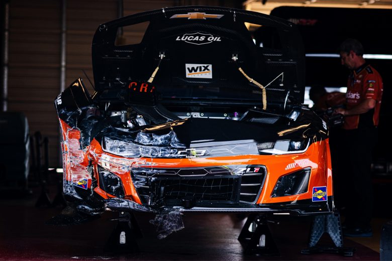 Kyle Busch's wrecked car at Iowa.