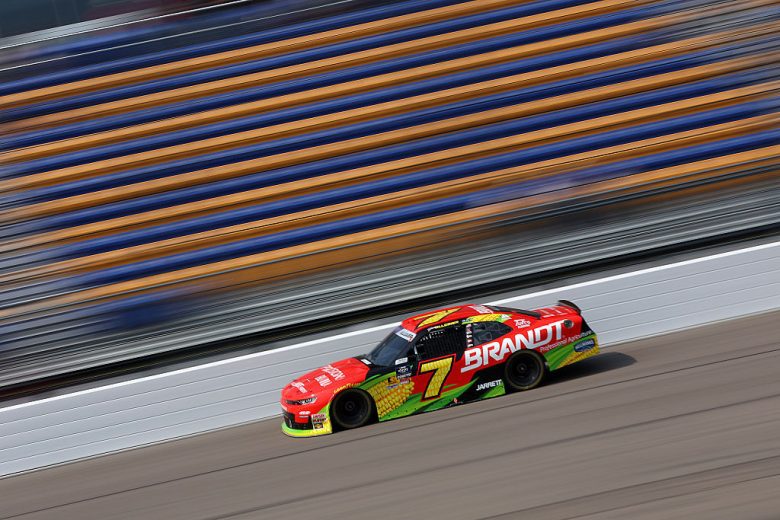 Justin Allgaier drives at Iowa.