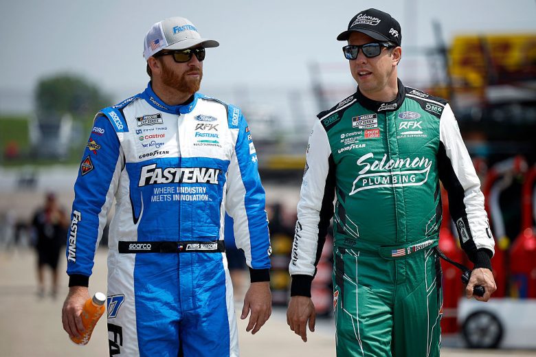 Chris Buescher and Brad Keselowski look on at Iowa.