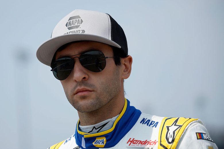 Chase Elliott looks on at Iowa.