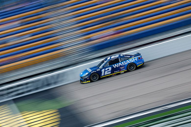 Ryan Blaney drives at Iowa.