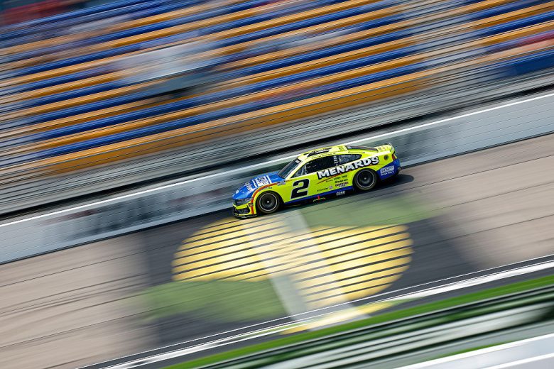 Austin Cindric drives at Iowa.