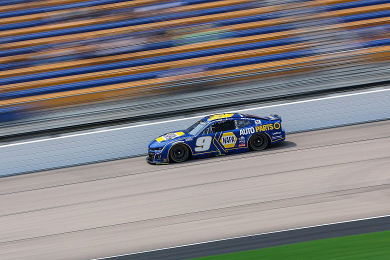 Chase Elliott drives at Iowa.