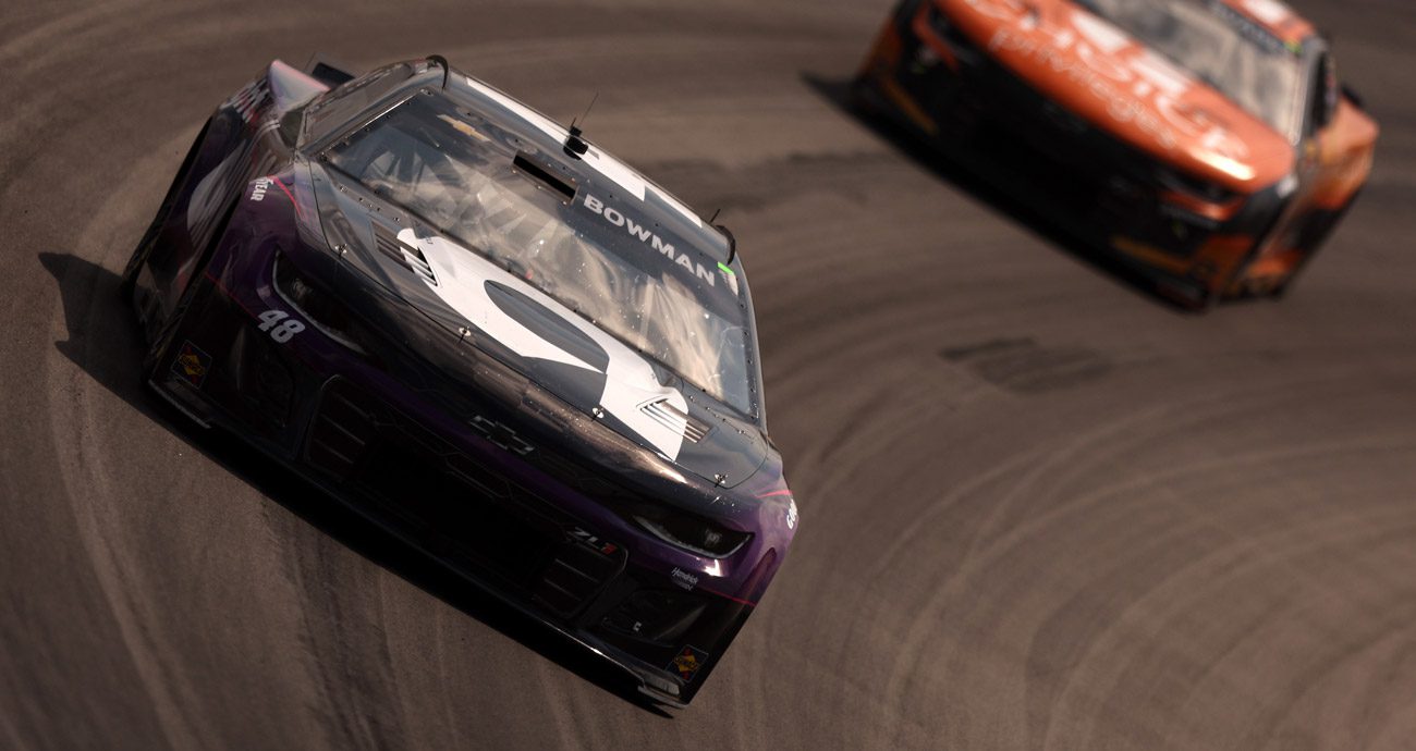 Alex Bowman drives at Iowa Speedway.