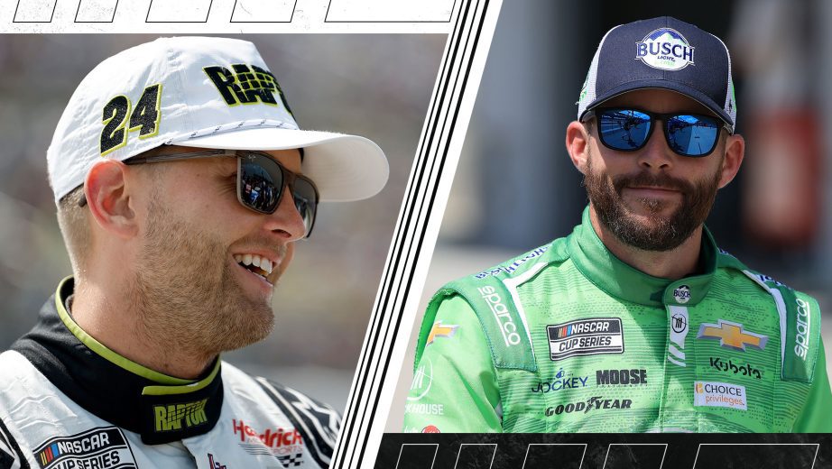 A split image depicting William Byron (L) and Ross Chastain (R).