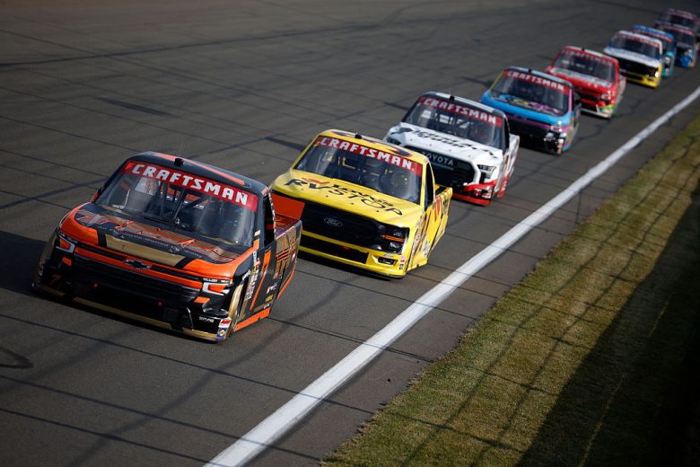 NASCAR Craftsman Truck Series trucks race at Watkins Glen International.
