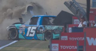 Promo Image for Tanner Gray slams into the wall after contact with Ty Majeski
