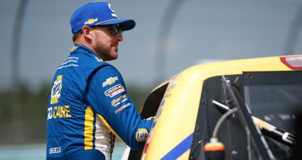 Daniel Hemric climbs into his truck at Watkins Glen.