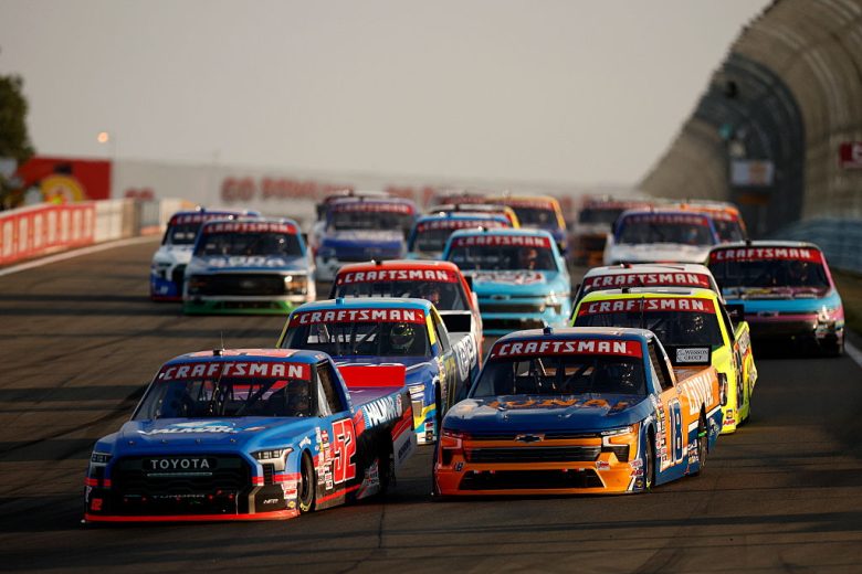NASCAR Craftsman Truck Series trucks race at Watkins Glen International.