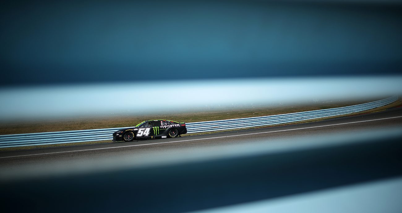 WATKINS GLEN, NEW YORK - AUGUST 10: Ty Gibbs, driver of the #54 Monster Energy Toyota, drives during the NASCAR Cup Series Go Bowling at The Glen at Watkins Glen International on August 10, 2025 in Watkins Glen, New York. (Photo by Chris Graythen/Getty Images)