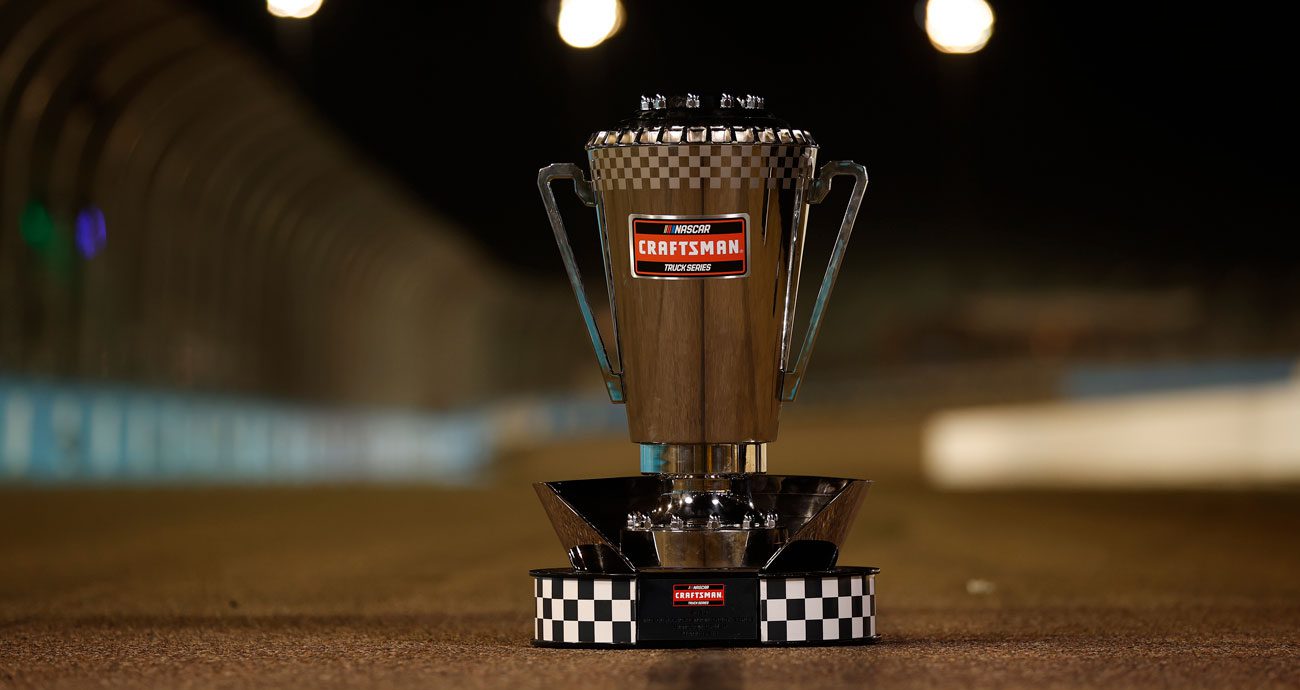 A general view of the NASCAR Craftsman Truck Series championship trophy.