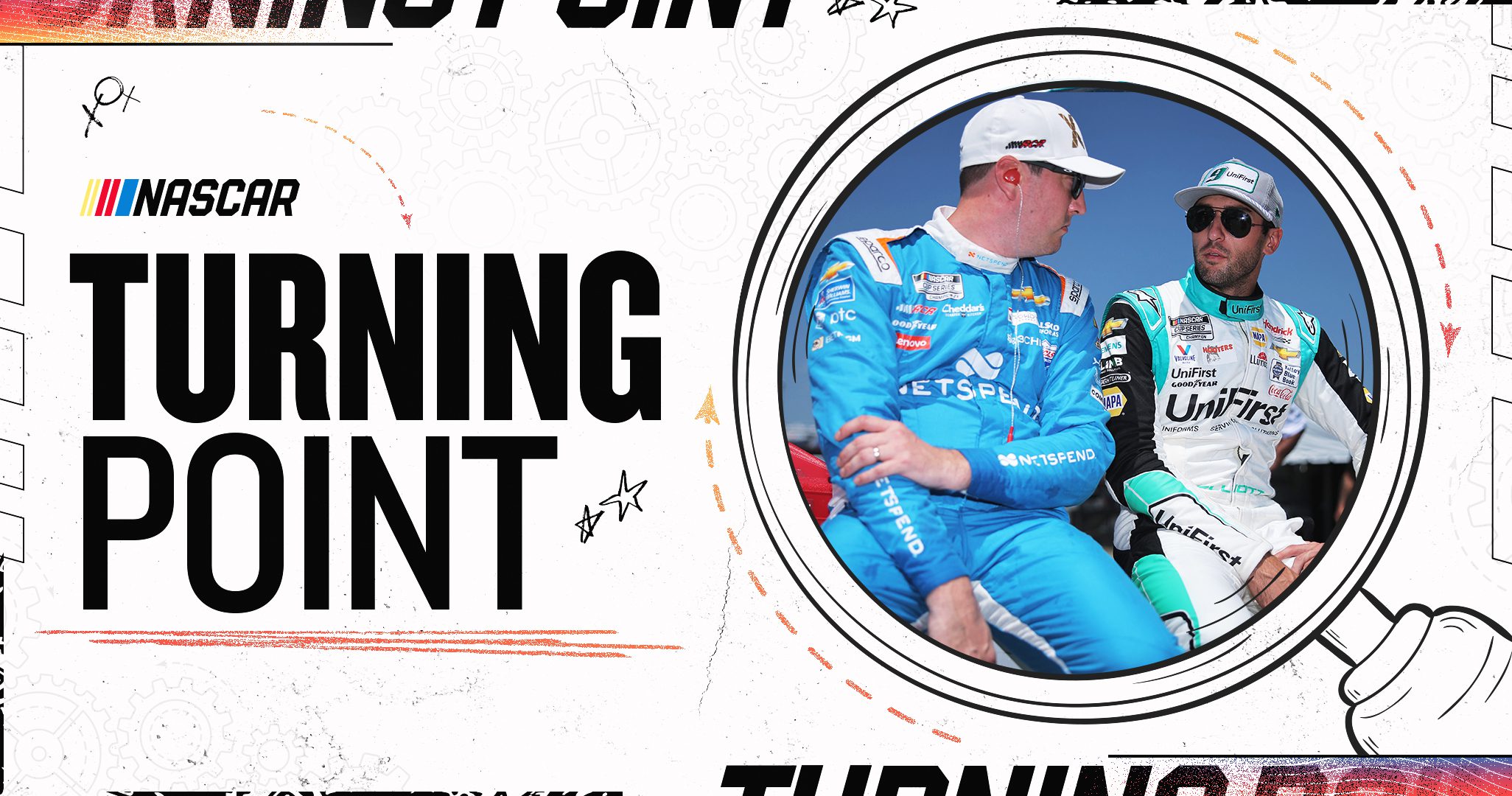 turning point graphic featuring kyle busch and chase elliott