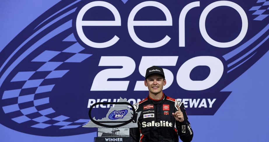 Corey Heim celebrates in Victory Lane at Richmond.