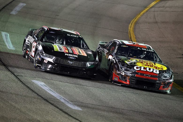 Ryan Blaney and Austin Dillon race at Richmond.