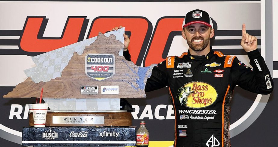 Austin Dillon celebrates in Victory Lane at Richmond.