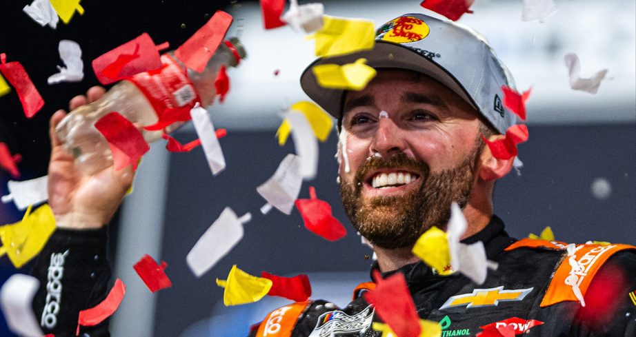 Austin Dillon celebrates in Victory Lane at Richmond Raceway.