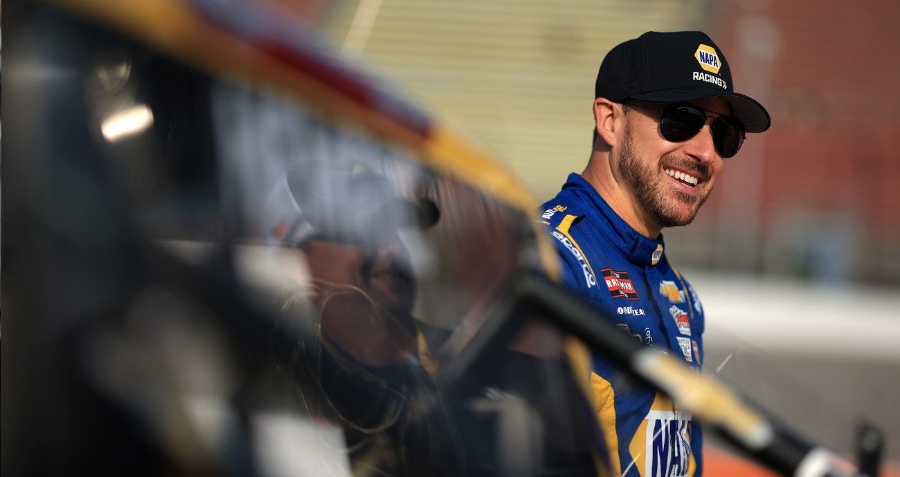 Daniel Hemric smiles on pit road at Michigan.