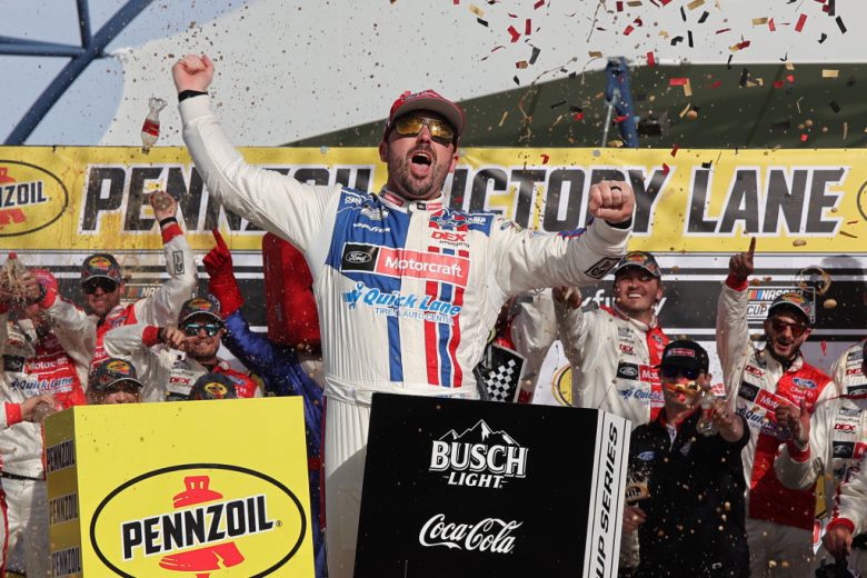 Josh Berry celebrates in Victory Lane.