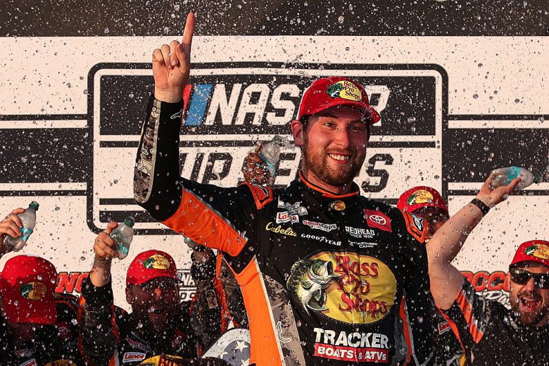 Chase Briscoe celebrates in Victory Lane.