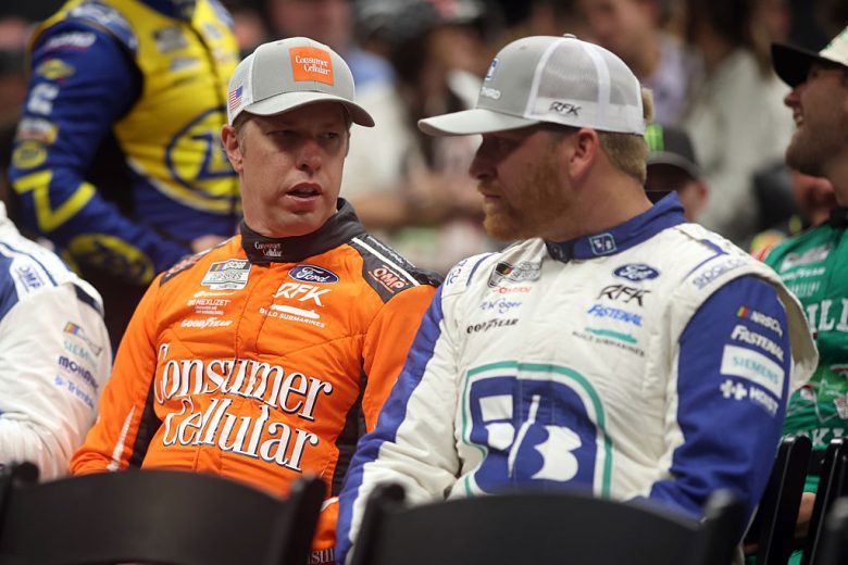 Brad Keselowski and Chris Buescher talk at Daytona.