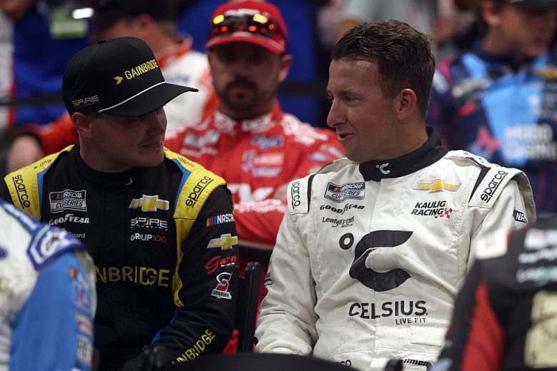 Justin Haley and AJ Allmendinger talk at Daytona.