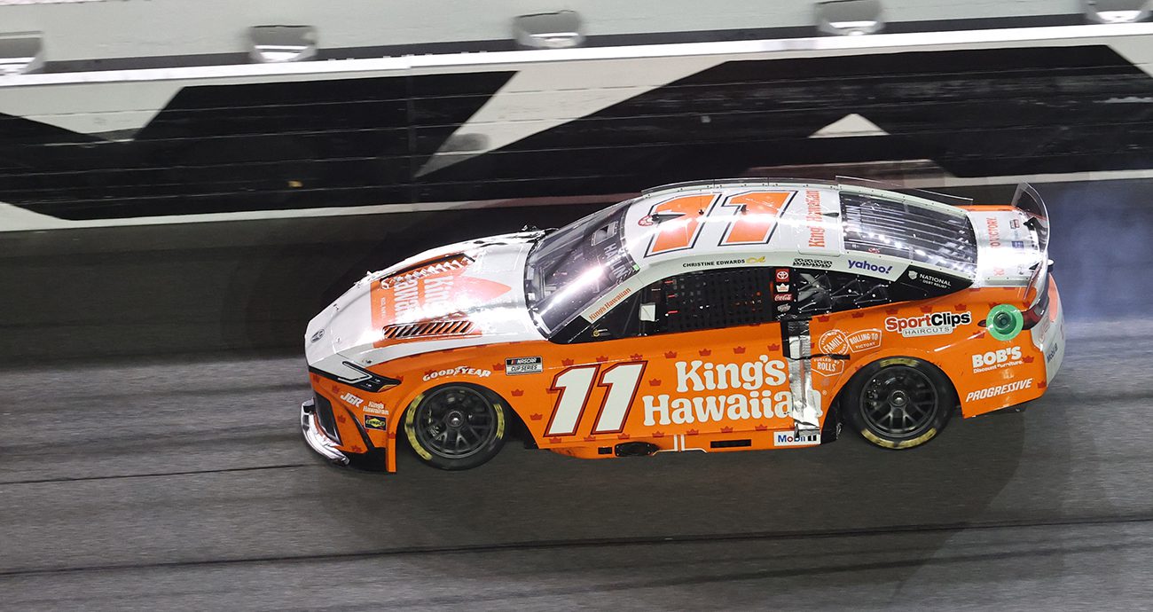 Denny Hamlin drives at Daytona. 