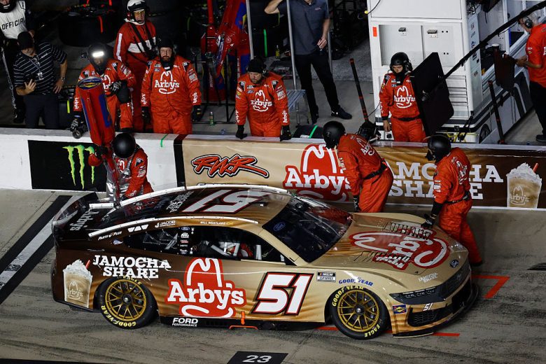 Cody Ware pits at Daytona.