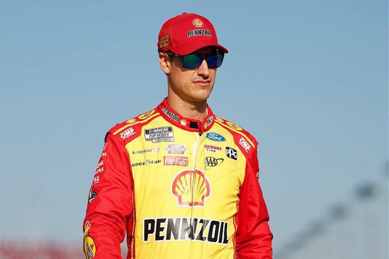 Joey Logano looks on at Darlington.