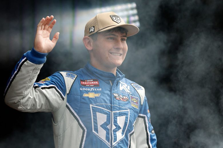 Dawson Sutton waves to fans at Darlington.