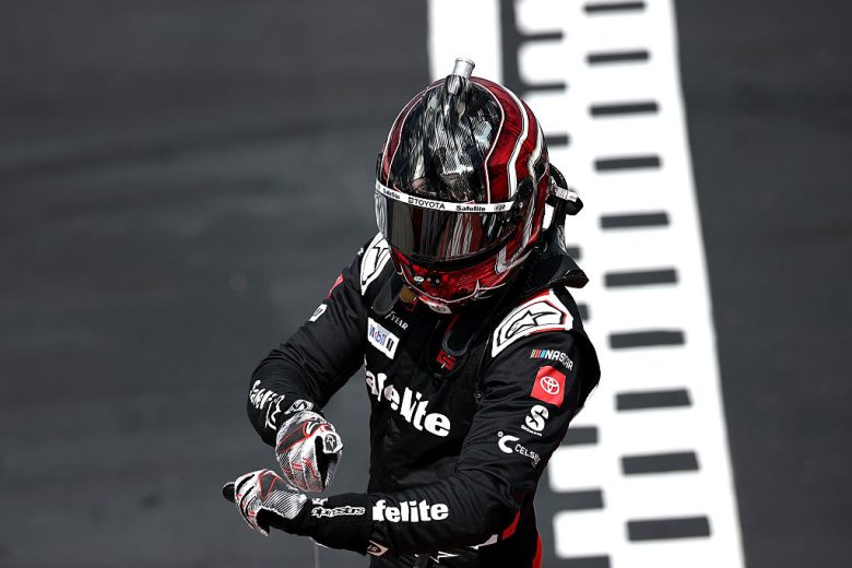 Corey Heim celebrates after winning at Darlington.