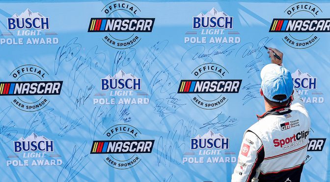 Featured Image for Denny Hamlin bests JGR teammate Briscoe for Busch Light Pole Award at Darlington