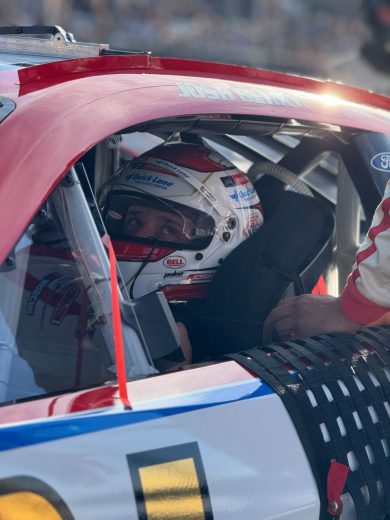 Josh Berry sits in his No. 21 Wood Brothers Racing Ford.