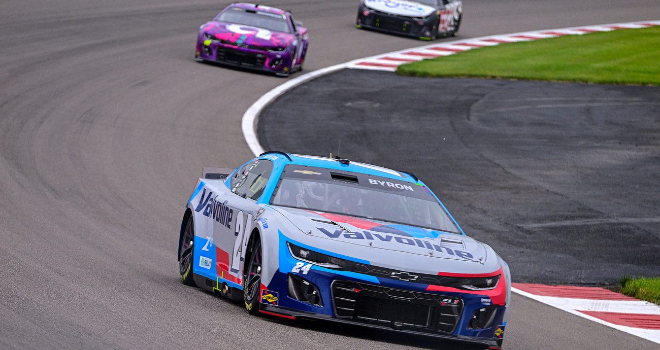 William Byron and Alex Bowman drive at Gateway.