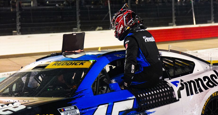 Tyler Reddick exits his car at the Southern 500.
