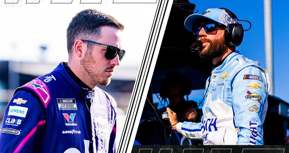 Alex Bowman and Ross Chastain look on.