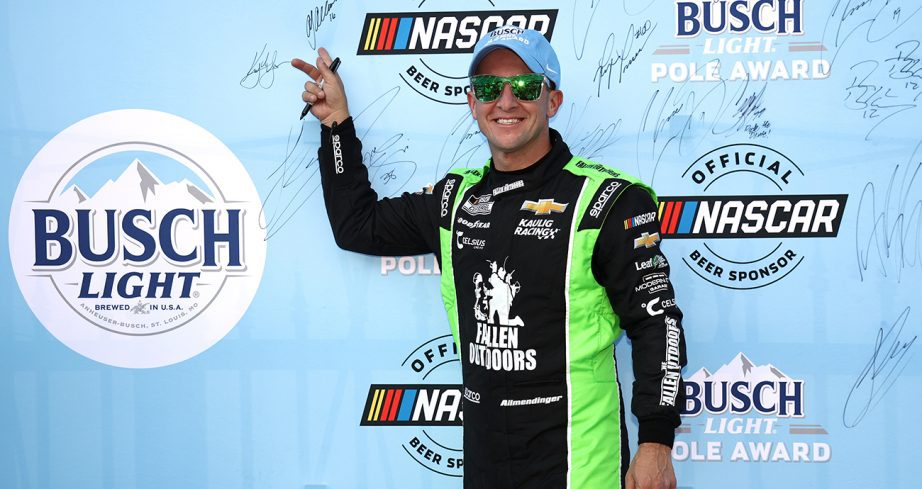 aj allmendinger is on the pole for saturday's nascar cup series race at bristol