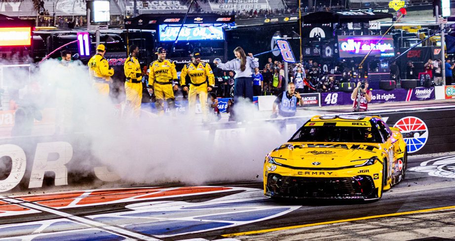 christopher bell celebrates a win at bristol