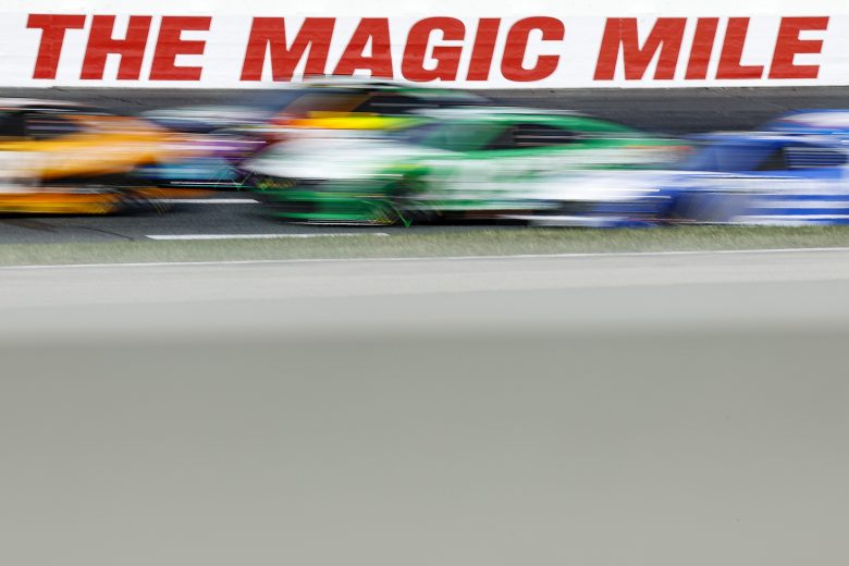 magic mile signage as cup cars race